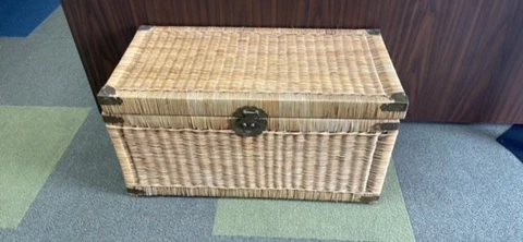 Vintage Hinged Trunk Chest Detailed Brass Fittings Cover