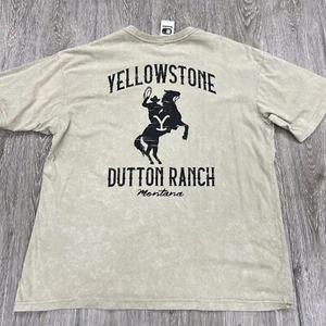 Yellowstone Men's Size Large Dutton Ranch T-Shirt Oversized Acid Wash Tan - Picture 1 of 8
