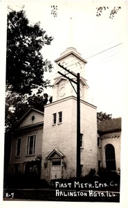 First Methodist Episcopal Church Arlington Heights Illinois 1940s RPPC Postcard - Picture 1 of 2