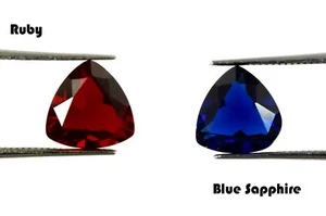 Coppia di pietre preziose zaffiro blu naturale 4,20 ct trilioni di taglio certificato AD183 - Foto 1 di 6