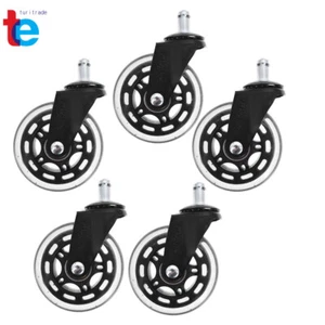 NEW 5Pcs Office Chair Caster Rubber Swivel Wheels Replacement Heavy Duty 3 inch - Picture 1 of 10