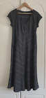 Nygardsanna Grey Striped V- Neck Cap Sleeve Fine Stretchy A-Line Dress  Medium