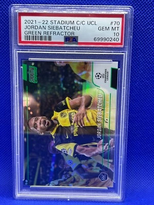 2021-22 Topps Stadium Club Chrome Jordan Siebatcheu RC Green Refractor PSA 10 - Image 1 of 2