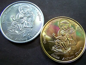 1968 ST. ANTHONY BLESSING OF THE SHRIMP FLEET Aluminum+Bronze Souvenir Doubloons - Picture 1 of 5