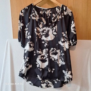 Damen Pullover Oberteil von Simply Vera Gr. XS schwarz-weiß V-Ausschnitt mit Bindebändern - Bild 1 von 9