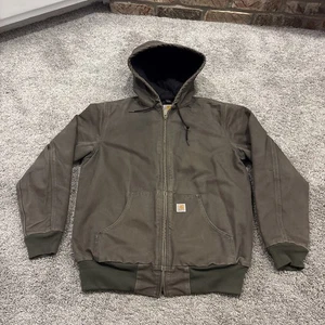 Carhartt Women's Medium 8/10 WJ130-383 Hooded Canvas Jacket Woodland Green Work - Picture 1 of 5
