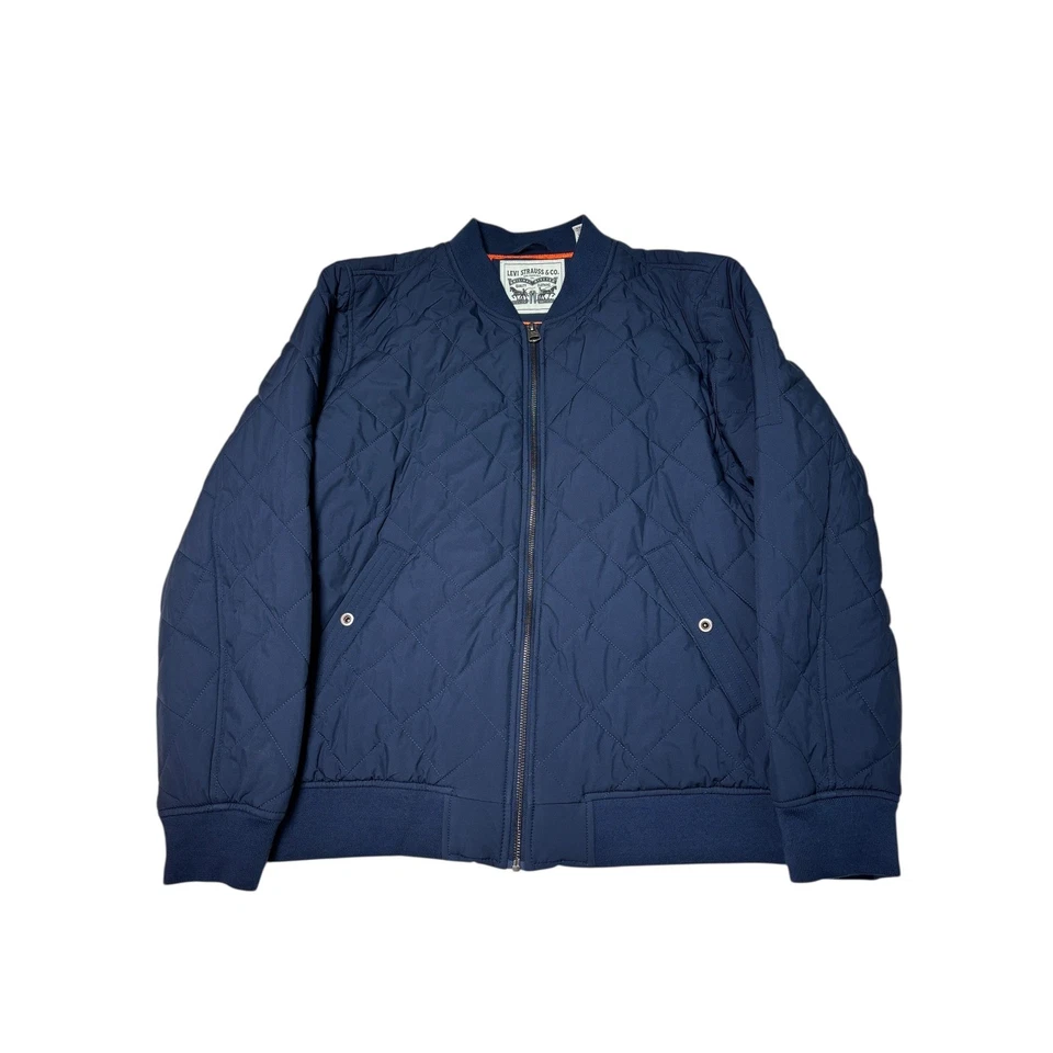 Levi Strauss Co выстеганная куртка-бомбер темно-синий мужской XXL полный молнии изолированный - Изображение 1 из 4
