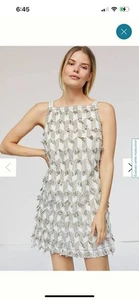 New Anthropologie Fringe Ladder Back Shift Dress Tan Sand Large Retails $148 - Picture 1 of 10