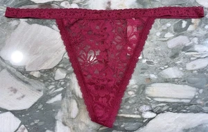NEW Victoria Secret The Lacie Lace V-string Panty - Claret Red - XL - Picture 1 of 3