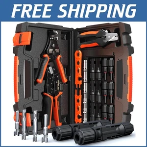 Expert Solar Crimping Tool Kit: Ergonomic 14-10 AWG with Connectors and Wrenches - Picture 1 of 11
