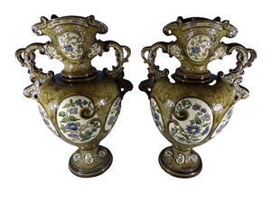 A Pair Of Late Ninetieth Century Austrian Majolica Vases By Gerbing & Stephan - Picture 1 of 11