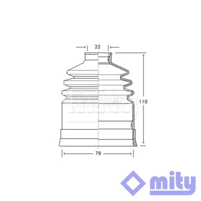 Compatível com Saab 99 96 95 1.5 2.0 + Outros Modelos CV Conjunto de Bota Junta Frontal Exterior Mity - Imagem 1 de 4