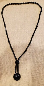 ANTIKE VIKTORIANISCHE 26" PERLEN SCHWARZ JET TRAUER HALSKETTE - Bild 1 von 6