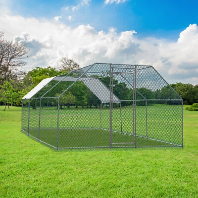 Gallinero grande de metal de 20 x 10 pies, jaula para aves de corral gallinero gallina casa para correr Foto 1 de 4