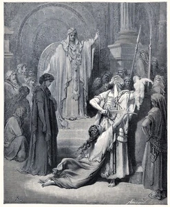 Bible Verse THE JUDGMENT OF SOLOMON Gustave Dore 1880 antique engraving - Picture 1 of 3