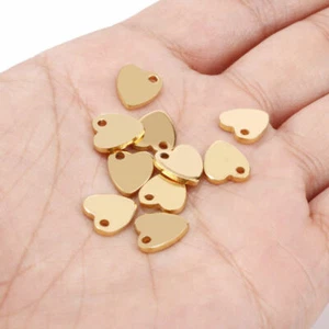 Wholesale 50/100pcs Gold Stainless Steel Heart Charms for DIY Jewelry Findings - Picture 1 of 4
