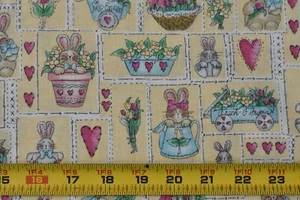 26" Long, Vintage, Pink Green Blue Easter Patches on Yellow Cotton/Marcus,P8937 - Picture 1 of 6