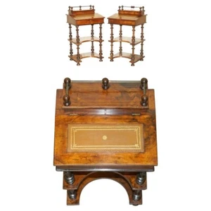 FINE PAIR OF FULLY RESTORED UNIQUE ANTIQUE DAVENPORT SIDE TABLE BOOKCASES DESKS - Picture 1 of 24