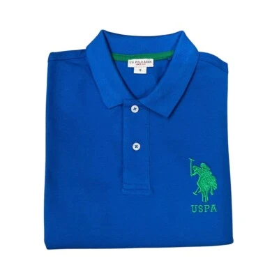 U.S. Polo Assn. - Polo a manica corta Kory in cotone blu logo ricamato verde - Imagen 1 de 3