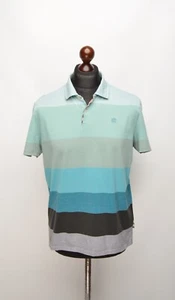 Men's Aquascutum Multicoloured Stripe Short Sleeved Polo Shirt Sz L P-P 21.5" - Picture 1 of 7