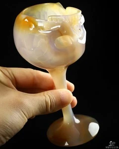 Taza de calavera de cristal tallado ágata brasileña premium de 5,7", curación con cristal - Imagen 1 de 21