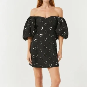 $525 NWT Rhode Dali Mini Off The Shoulder Dress in Ink Mirror Daisy Sz 4 - Picture 1 of 14