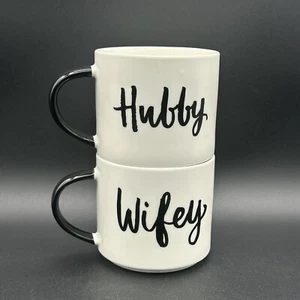 Tazas de café blancas y negras Wifey and Hubby tazas de té apilables objetivo 16 OZ - Imagen 1 de 13