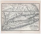 RARE Carte Gravée - Long Island Railroad New York 1847 par Williams LI RR Erie