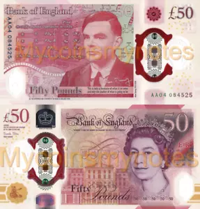 ENGLAND, 50 POUNDS, 2021, PNew, POLYMER, Alan Turing, UNC - Picture 1 of 3