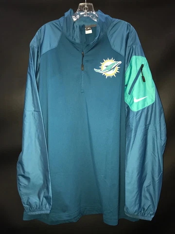 MIAMI DOLPHINS TEAM ISSUED/GAME USED WINDBREAKER 1/4 ZIP RAIN JACKET/FLEECE Cover