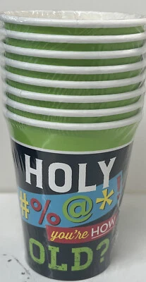 Age Humor 12 oz Hot/Cold Paper Cups 8 Pack Over The Hill Birthday Decorations - Image 1 of 2