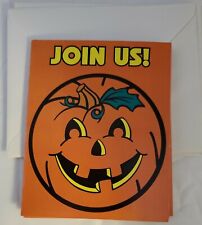 Set Of 6 Vintage Pumpkin Halloween Party Invitations With Envelopes Unused 