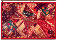 60" RED HEAVILY BEADED WALL DÉCOR KUNDAN WALL HANGING TAPESTRY CELEBRATION GIFT
