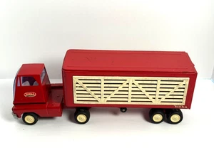 Vintage Tonka Livestock Red Semi Tractor Trailer Truck 1960's - Picture 1 of 7