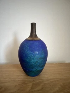 Simon Rich Studio Pottery Vase Blue Teal Glaze Metallic Neck British Ceramic - Picture 1 of 4