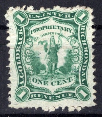 US RO96b VF 1c green A. Goldback, Match Revenue Silk Paper ZAYIX 0825SB1687 - Image 1 of 2