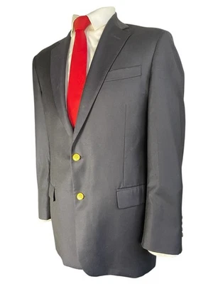 BLAZER BROOKS BROTHERS COUNTRY CLUB LANA SAXON AZUL OSCURO SÓLIDO, BOTONES DORADOS 42R Foto 1 de 4