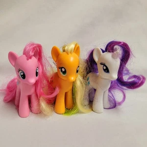 My Little Pony MLP G4 Rarity Toy Figure 3"  Brushable Applejack Pinkie Pie Lot 3 - Picture 1 of 3