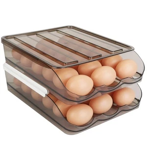 Egg Container Holder Automatic Rolling Egg Box for Refrigerator Double Layer wit - Picture 1 of 12