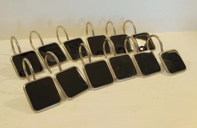 12 Shower Curtain Hooks Rings Black  Modern Style Bathroom Decor - Image 1 of 3