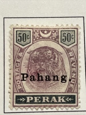 1898-1899 MALAYA Perak PAHANG OVERPRINT, 50 cent lilac/black, MLH, VF, CV $579 - Image 1 of 2