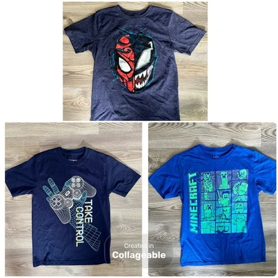 Лот из 3 игровых футболок для мальчиков средний 10/12 Tony Hawk/Marvel/Mojang Studios синий - Изображение 1 из 4