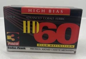 Sealed New Pack Of 3 Radio Shack HD-60 Audio Cassette Tapes Type II - Picture 1 of 3