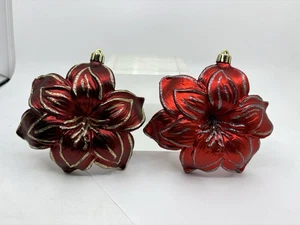 Roter Weihnachtsstern Blume Weihnachtsschmuck Gold Schmuck bruchsicher 2 - Bild 1 von 8