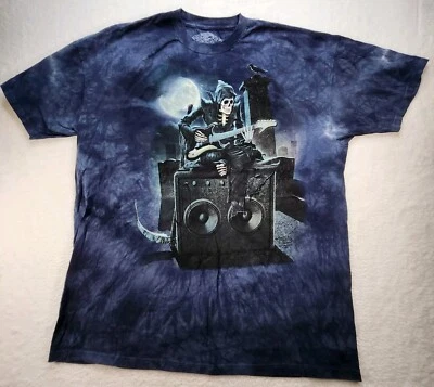 The Mountain Grim Reaper Hombres XXXL Camiseta Tie Dye Azul Negro Rocker Halloween Foto 1 de 4