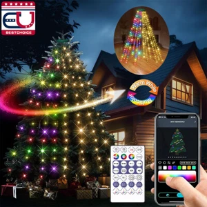 Dynamic RGB Waterfall Christmas Tree Lights Waterproof for Yard Patio Xmas Decor - Picture 1 of 8