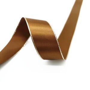 Metallic Satin Polyester Edge Ribbon Sewing Carfts Gifts Wedding Ribbon 5 Yards
