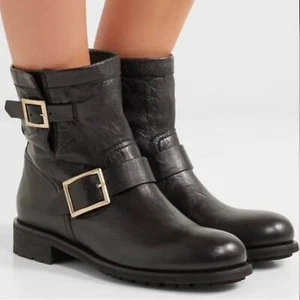 Stivali da motociclista Jimmy Choo in pelle nera taglia 37 - Foto 1 di 12