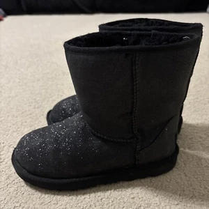 UGG Sparkle Boots Size 4 Kids Girls Youth Wool Lining Black Boots Shoes Winter - Picture 1 of 11