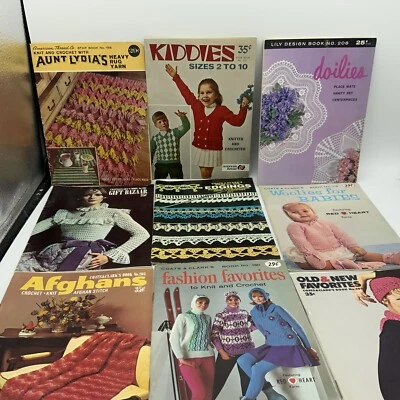 7 Vtg Crochet /Knit Booklets Coats & Clark's And 2 American Threads - Image 1 of 4